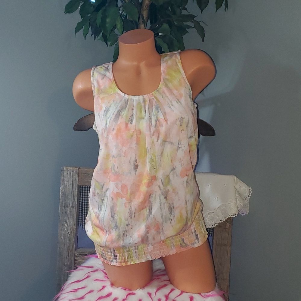 Maurices watercolor bow tank top S NWOT